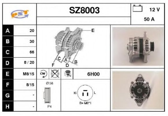 SNRA SZ8003 Генератор для SUBARU JUSTY II (Субару Жустъ 2) SNRA SZ8003 Генератор для SUBARU JUSTY II (Субару Жустъ 2)
