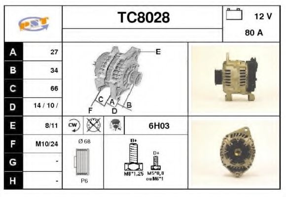 SNRA TC8028 Генератор для CITROËN DISPATCH (CитроËн Диспатч) SNRA TC8028 Генератор для CITROËN DISPATCH (CитроËн Диспатч)