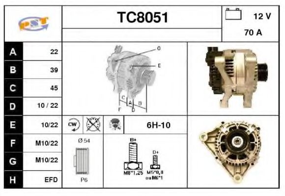 SNRA TC8051 Генератор для PEUGEOT (Пежо) SNRA TC8051 Генератор для PEUGEOT (Пежо)