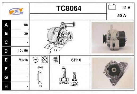 SNRA TC8064 Генератор для PEUGEOT PARTNER PATAGONICA / URBANA (Пежо Партнер патагоника / урбана) SNRA TC8064 Генератор для PEUGEOT PARTNER PATAGONICA / URBANA (Пежо Партнер патагоника / урбана)