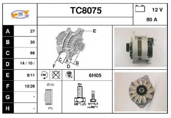 SNRA TC8075 Генератор для CITROËN XM (CитроËн Хм) SNRA TC8075 Генератор для CITROËN XM (CитроËн Хм)