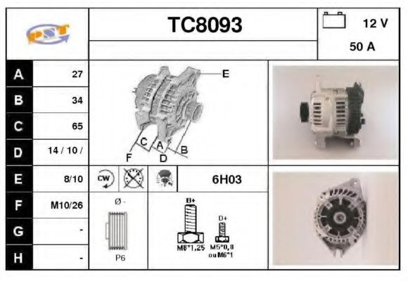 SNRA TC8093 Генератор для CITROËN DISPATCH (CитроËн Диспатч) SNRA TC8093 Генератор для CITROËN DISPATCH (CитроËн Диспатч)