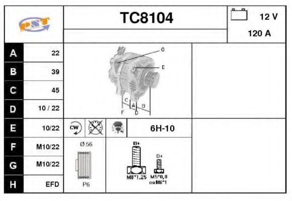 SNRA TC8104 Генератор для PEUGEOT (Пежо) SNRA TC8104 Генератор для PEUGEOT (Пежо)