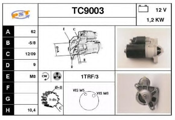 SNRA TC9003 Стартер для PEUGEOT 207 (Пежо 207) SNRA TC9003 Стартер для PEUGEOT 207 (Пежо 207)