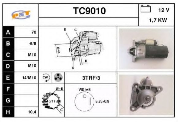 SNRA TC9010 Стартер для PEUGEOT 309 II (Пежо 309 2) SNRA TC9010 Стартер для PEUGEOT 309 II (Пежо 309 2)