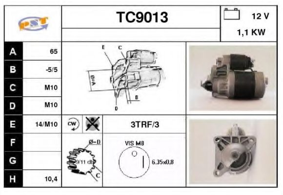 SNRA TC9013 Стартер для PEUGEOT 205 I (Пежо 205 и) SNRA TC9013 Стартер для PEUGEOT 205 I (Пежо 205 и)