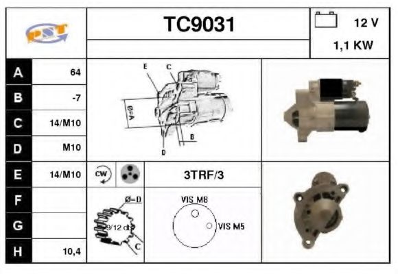 SNRA TC9031 Стартер для PEUGEOT 407 (Пежо 407) SNRA TC9031 Стартер для PEUGEOT 407 (Пежо 407)
