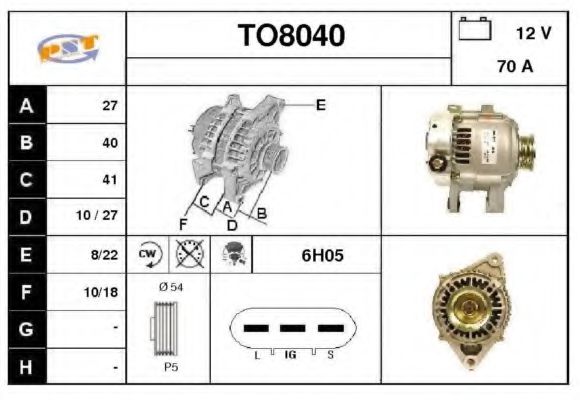 SNRA TO8040 Генератор для TOYOTA CARINA E (Тойота/тоета Карина е) SNRA TO8040 Генератор для TOYOTA CARINA E (Тойота/тоета Карина е)