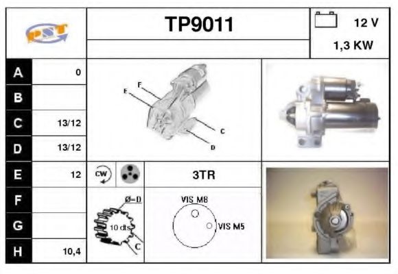 SNRA TP9011 Стартер для PEUGEOT 407 (Пежо 407) SNRA TP9011 Стартер для PEUGEOT 407 (Пежо 407)
