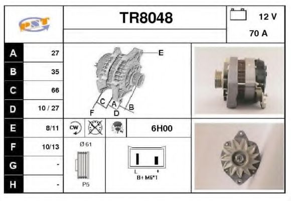 SNRA TR8048 Генератор для VOLVO (Вольво) SNRA TR8048 Генератор для VOLVO (Вольво)