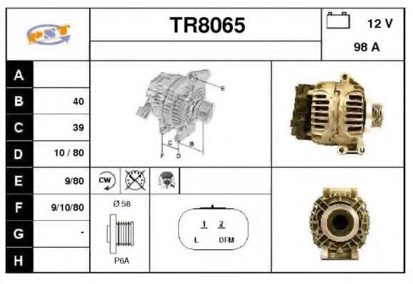 SNRA TR8065 Генератор для RENAULT SCNIC I (Рено Сценик и) SNRA TR8065 Генератор для RENAULT SCNIC I (Рено Сценик и)