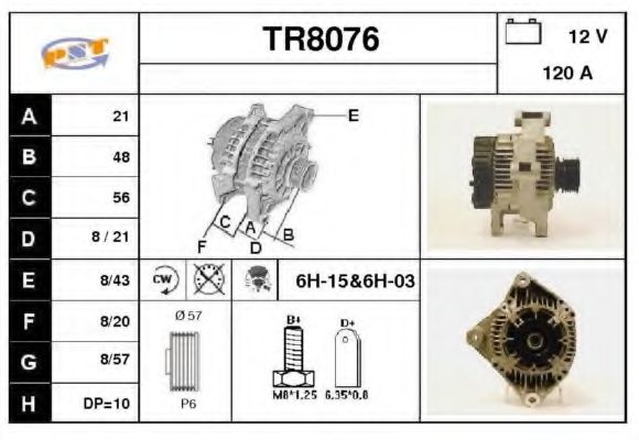 SNRA TR8076 Генератор для VOLVO S90 (Вольво С90) SNRA TR8076 Генератор для VOLVO S90 (Вольво С90)