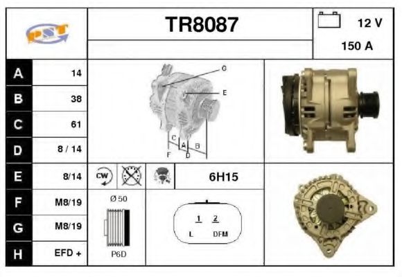 SNRA TR8087 Генератор для RENAULT (Рено) SNRA TR8087 Генератор для RENAULT (Рено)