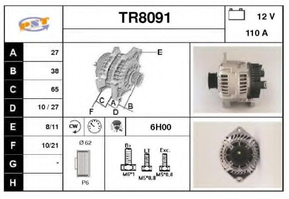 SNRA TR8091 Генератор для RENAULT SAFRANE (Рено Сафранэ) SNRA TR8091 Генератор для RENAULT SAFRANE (Рено Сафранэ)