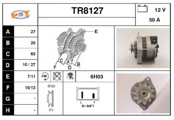 SNRA TR8127 Генератор для VOLVO 340-360 (Вольво 340-360) SNRA TR8127 Генератор для VOLVO 340-360 (Вольво 340-360)