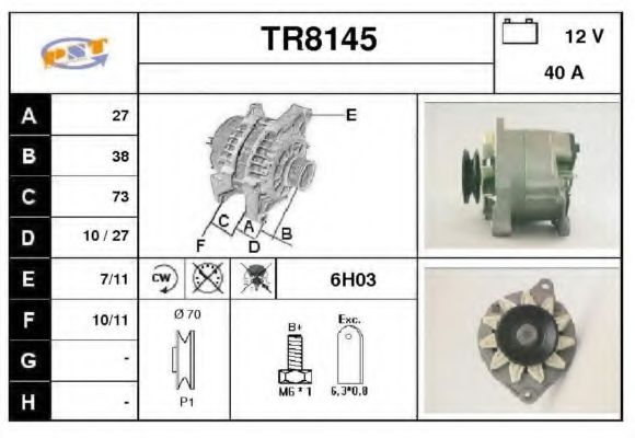 SNRA TR8145 Генератор для RENAULT ESTAFETTE (Рено Эстафэттэ) SNRA TR8145 Генератор для RENAULT ESTAFETTE (Рено Эстафэттэ)