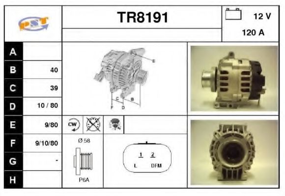 SNRA TR8191 Генератор для RENAULT SCNIC I (Рено Сценик и) SNRA TR8191 Генератор для RENAULT SCNIC I (Рено Сценик и)