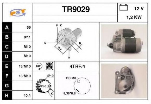 SNRA TR9029 Стартер для VOLVO 480 E (Вольво 480 э) SNRA TR9029 Стартер для VOLVO 480 E (Вольво 480 э)