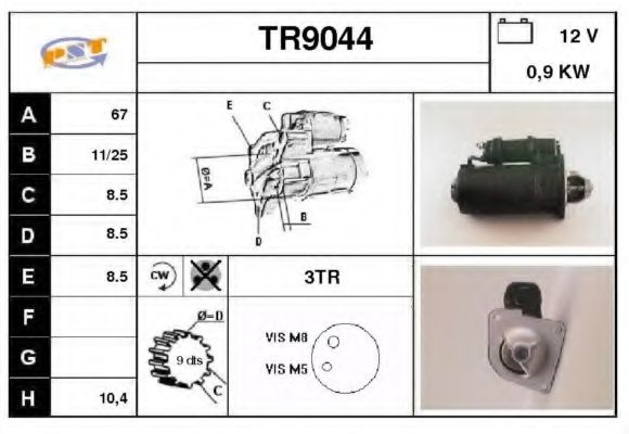 SNRA TR9044 Стартер для RENAULT ESTAFETTE (Рено Эстафэттэ) SNRA TR9044 Стартер для RENAULT ESTAFETTE (Рено Эстафэттэ)