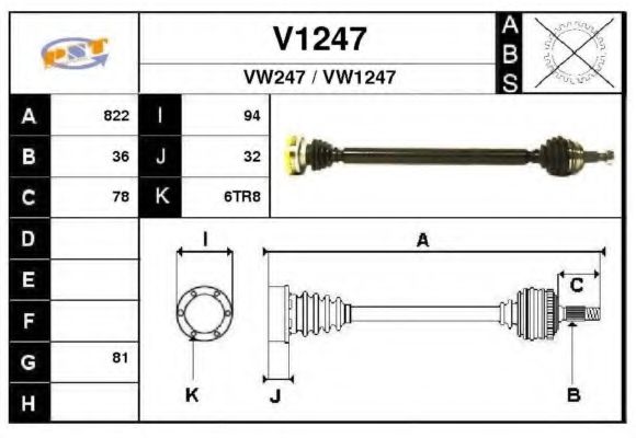 SNRA V1247 Приводной вал для VOLKSWAGEN JETTA IV (Фольксваген Джетта 4) SNRA V1247 Приводной вал для VOLKSWAGEN JETTA IV (Фольксваген Джетта 4)