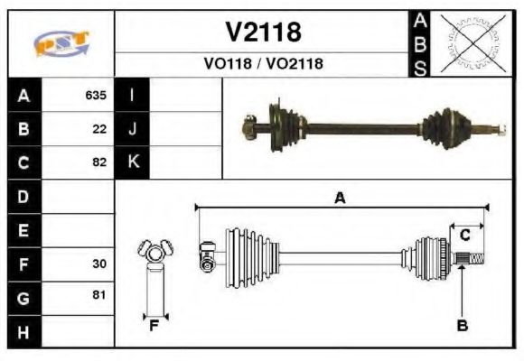 SNRA V2118 Приводной вал для VOLVO 480 E (Вольво 480 э)