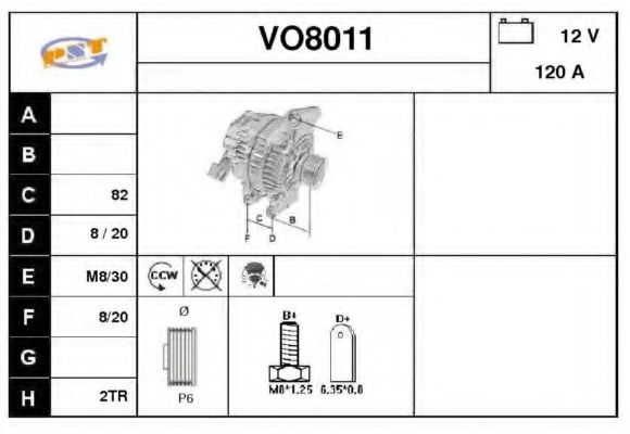 SNRA VO8011 Генератор для VOLVO S80 I (Вольво S80 1) SNRA VO8011 Генератор для VOLVO S80 I (Вольво S80 1)