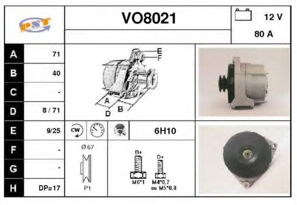 SNRA VO8021 Генератор для VOLVO (Вольво) SNRA VO8021 Генератор для VOLVO (Вольво)