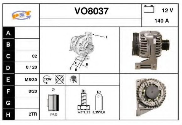 SNRA VO8037 Генератор для VOLVO S80 I (Вольво S80 1) SNRA VO8037 Генератор для VOLVO S80 I (Вольво S80 1)