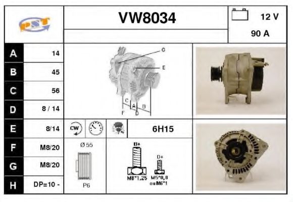 SNRA VW8034 Генератор для AUDI 90 (Ауди 90) SNRA VW8034 Генератор для AUDI 90 (Ауди 90)