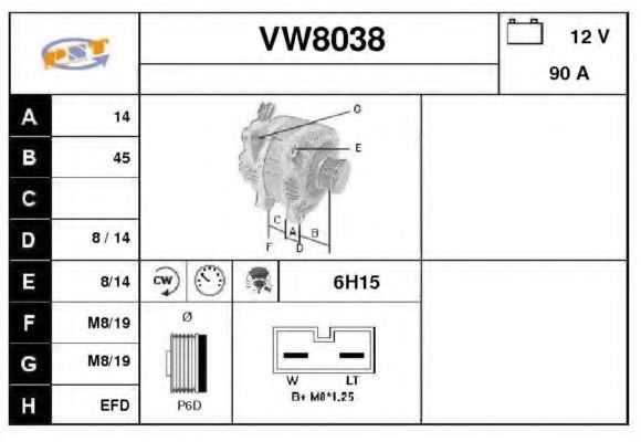 SNRA VW8038 Генератор для VOLKSWAGEN LUPO (Фольксваген Лупо) SNRA VW8038 Генератор для VOLKSWAGEN LUPO (Фольксваген Лупо)