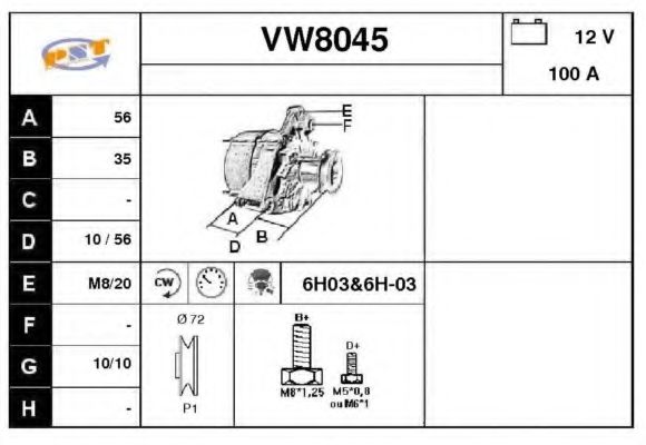 SNRA VW8045 Генератор для VOLKSWAGEN POLO (Фольксваген Поло) SNRA VW8045 Генератор для VOLKSWAGEN POLO (Фольксваген Поло)