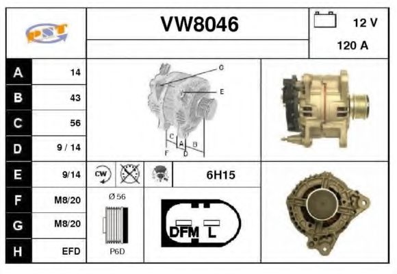 SNRA VW8046 Генератор для VOLKSWAGEN VENTO V (Фольксваген Венто 5) SNRA VW8046 Генератор для VOLKSWAGEN VENTO V (Фольксваген Венто 5)