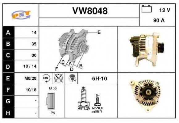 SNRA VW8048 Генератор для AUDI A4 (Ауди А4) SNRA VW8048 Генератор для AUDI A4 (Ауди А4)