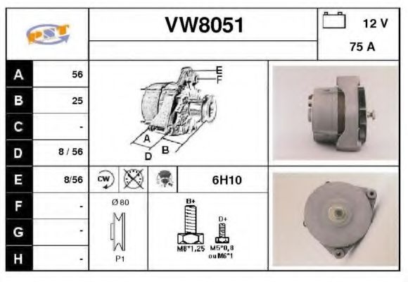 SNRA VW8051 Генератор для AUDI 80 (Ауди 80) SNRA VW8051 Генератор для AUDI 80 (Ауди 80)