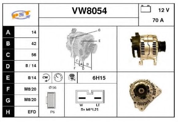 SNRA VW8054 Генератор для VOLKSWAGEN POLO (Фольксваген Поло) SNRA VW8054 Генератор для VOLKSWAGEN POLO (Фольксваген Поло)