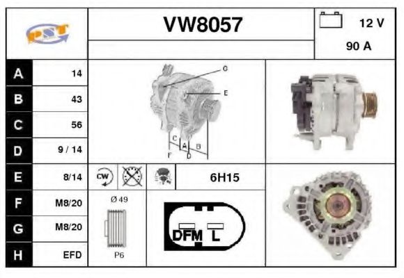 SNRA VW8057 Генератор для SEAT ALTEA (Сеат Алтэа) SNRA VW8057 Генератор для SEAT ALTEA (Сеат Алтэа)
