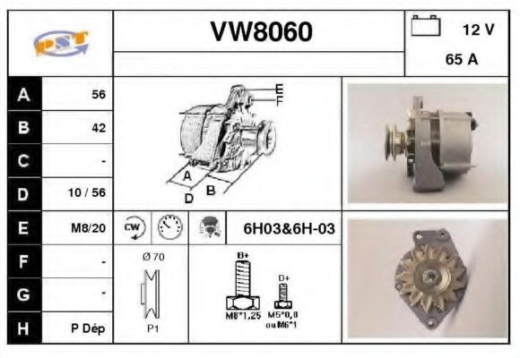 SNRA VW8060 Генератор для VOLKSWAGEN POLO (Фольксваген Поло) SNRA VW8060 Генератор для VOLKSWAGEN POLO (Фольксваген Поло)