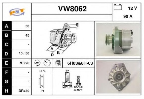 SNRA VW8062 Генератор для VOLKSWAGEN POLO (Фольксваген Поло) SNRA VW8062 Генератор для VOLKSWAGEN POLO (Фольксваген Поло)