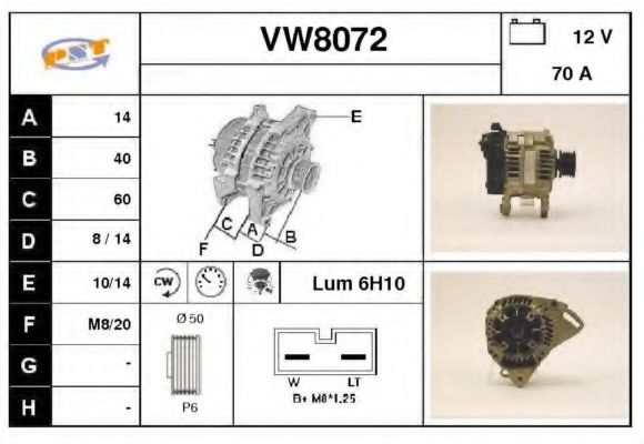 SNRA VW8072 Генератор для SEAT CORDOBA (Сеат Кордоба) SNRA VW8072 Генератор для SEAT CORDOBA (Сеат Кордоба)