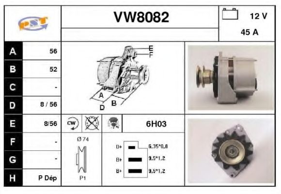 SNRA VW8082 Генератор для AUDI 80 (Ауди 80) SNRA VW8082 Генератор для AUDI 80 (Ауди 80)