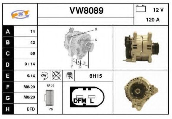 SNRA VW8089 Генератор для SEAT ALTEA (Сеат Алтэа) SNRA VW8089 Генератор для SEAT ALTEA (Сеат Алтэа)