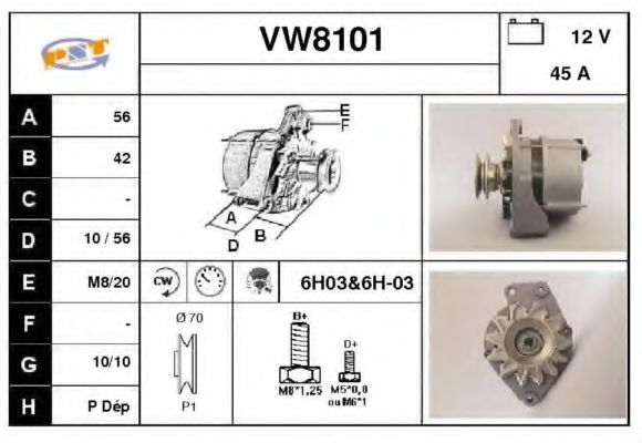 SNRA VW8101 Генератор для VOLKSWAGEN POLO (Фольксваген Поло) SNRA VW8101 Генератор для VOLKSWAGEN POLO (Фольксваген Поло)