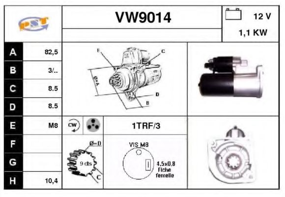 SNRA VW9014 Стартер для VOLKSWAGEN POLO (Фольксваген Поло) SNRA VW9014 Стартер для VOLKSWAGEN POLO (Фольксваген Поло)