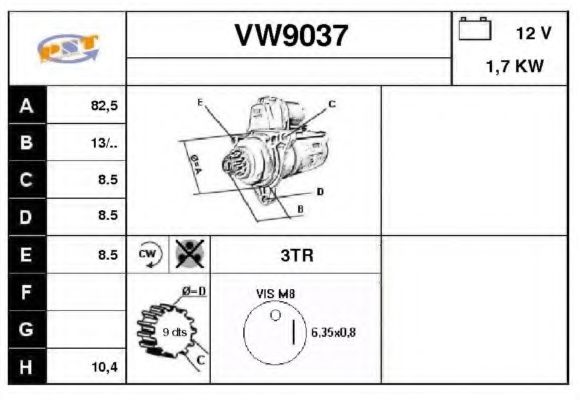 SNRA VW9037 Стартер для VOLKSWAGEN JETTA I (Фольксваген Жэтта и) SNRA VW9037 Стартер для VOLKSWAGEN JETTA I (Фольксваген Жэтта и)