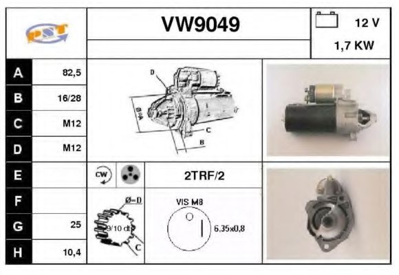 SNRA VW9049 Стартер для AUDI 90 (Ауди 90) SNRA VW9049 Стартер для AUDI 90 (Ауди 90)