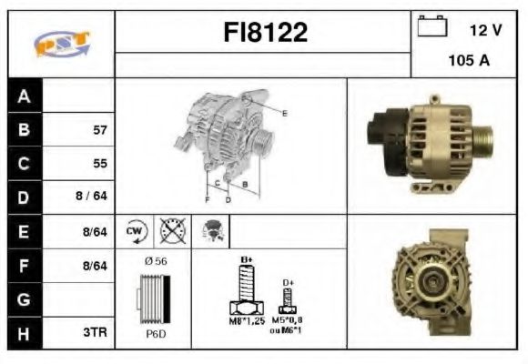 SNRA FI8122 Генератор для ALFA ROMEO MITO (Альфа ромео Мито) SNRA FI8122 Генератор для ALFA ROMEO MITO (Альфа ромео Мито)