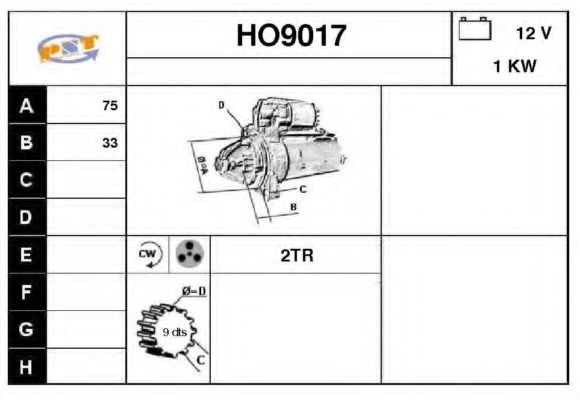 SNRA HO9017 Стартер 