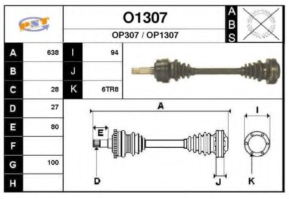 SNRA O1307 Приводной вал для OPEL OMEGA B (Опель Омега б) SNRA O1307 Приводной вал для OPEL OMEGA B (Опель Омега б)
