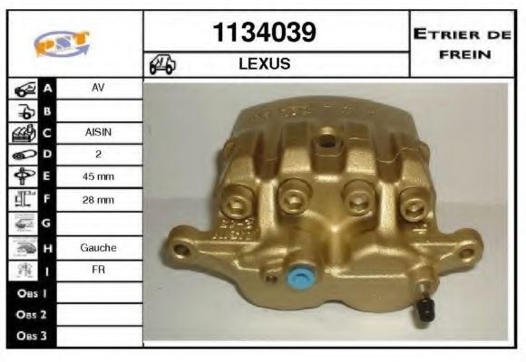 SNRA 1134039 Тормозной суппорт для LEXUS (Лексус) SNRA 1134039 Тормозной суппорт для LEXUS (Лексус)