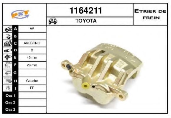 SNRA 1164211 Тормозной суппорт для LEXUS ES (Лексус Эс) SNRA 1164211 Тормозной суппорт для LEXUS ES (Лексус Эс)